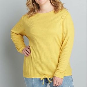 Textured Boatneck Drawstring-Hem Top - Lane Bryant